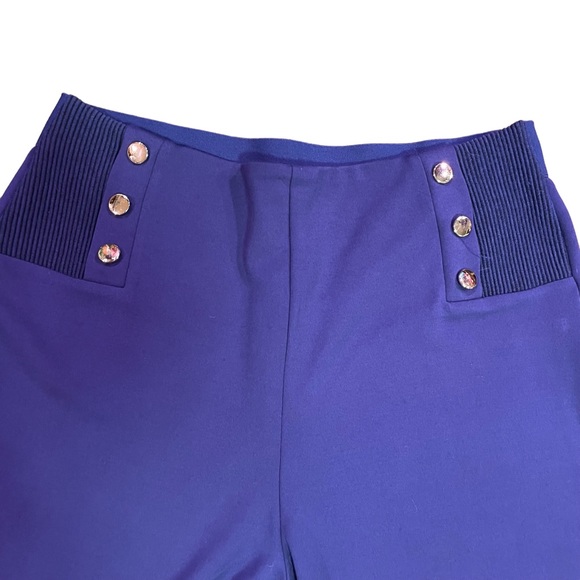 SUSANNE BETRO NWT BUTTON DETAIL HIGH WAISTER LEGGING PANT BLUE SIZE L - Picture 12 of 14